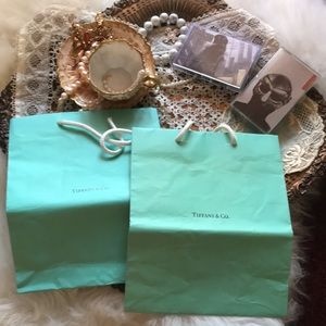 TIFFANY & CO. Paper Shopping Gift Bags Bundle Lot Set Tote Y2k Blue Medium VNTG